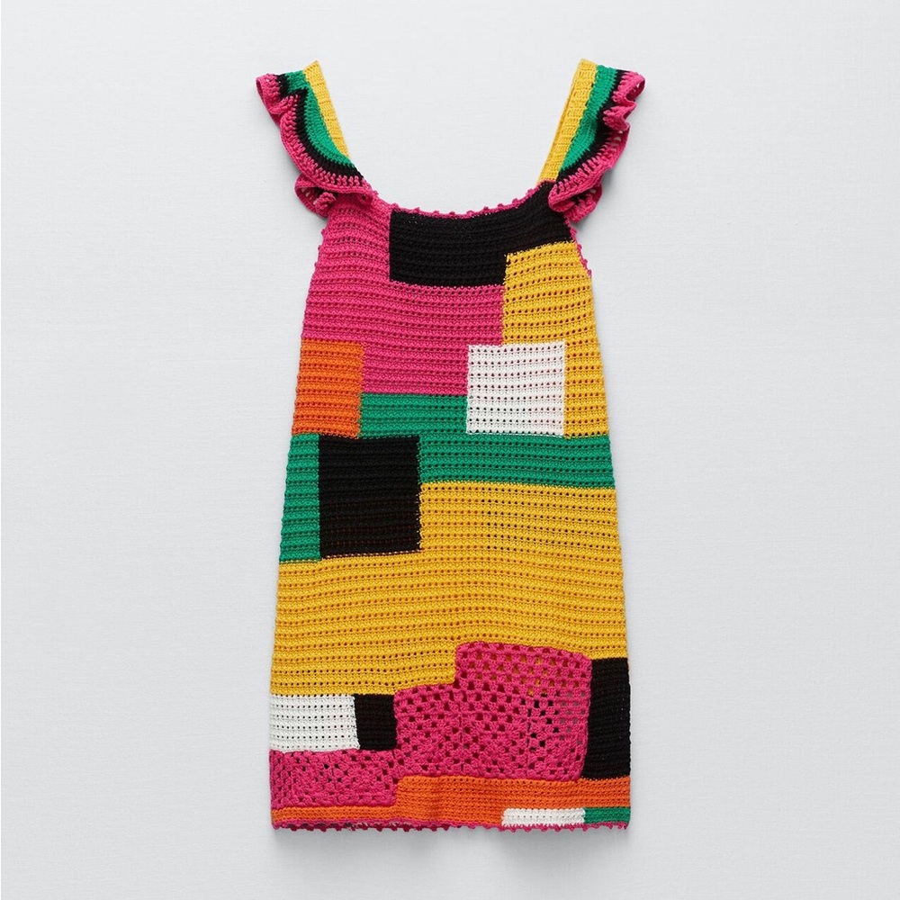 Limited Edition Zara Crochet Patchwork Short Dress